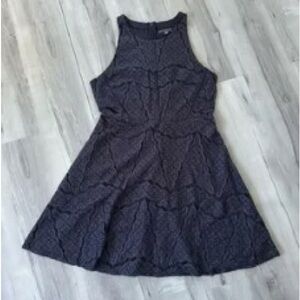 Sleeveless Textured Black Fit & Flare Dress